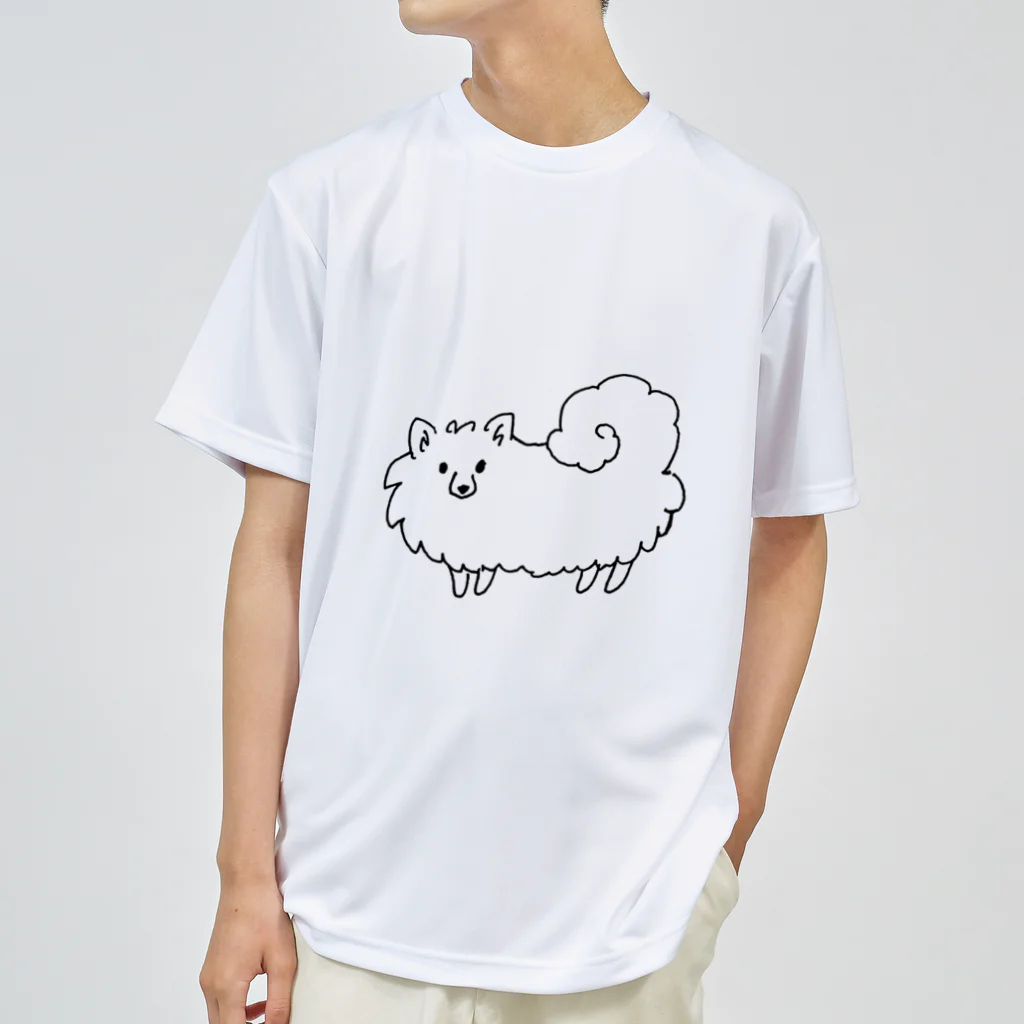 もくもくモクレンの日本スピッツデザインショップのこっち見てるスピッツ-大きい柄版 Dry T-Shirt