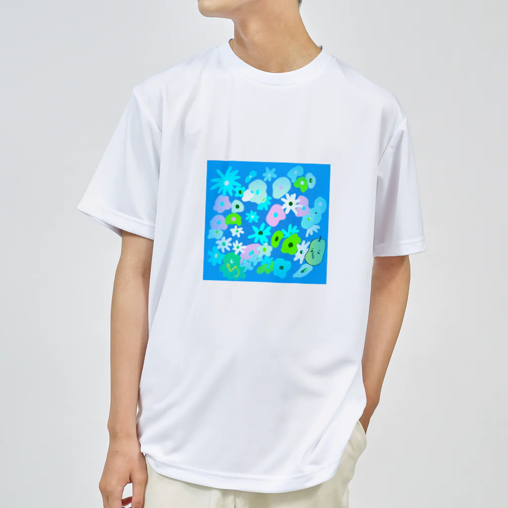 洋ナシくんSHOPのブルーフラワー Dry T-Shirt