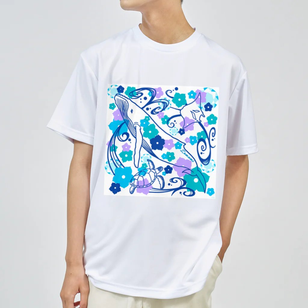 Aquagirl Zamami のZamami サマーシーフラワー Dry T-Shirt