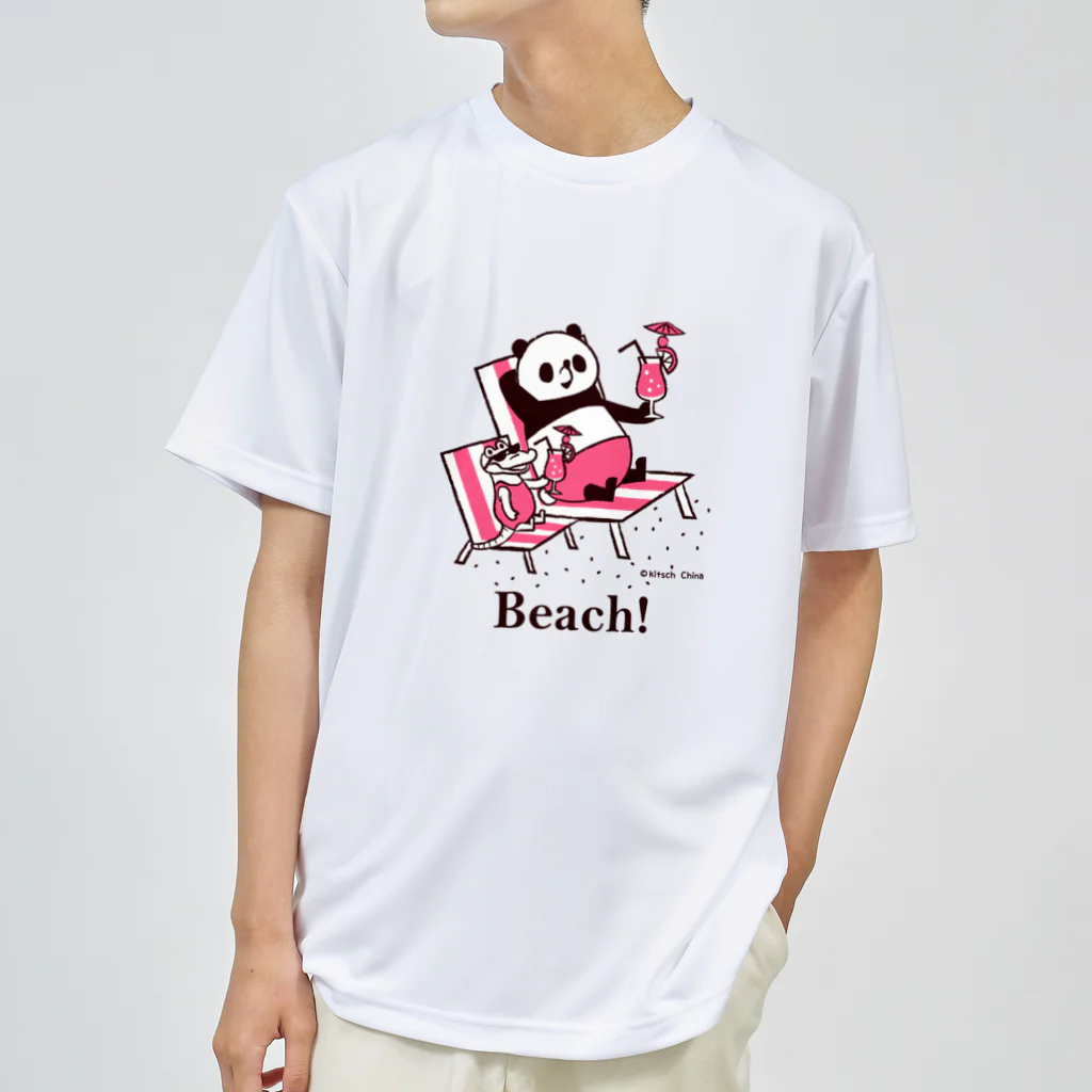 キッチュのビーチで！　pink　パンダのおはなし ドライTシャツ