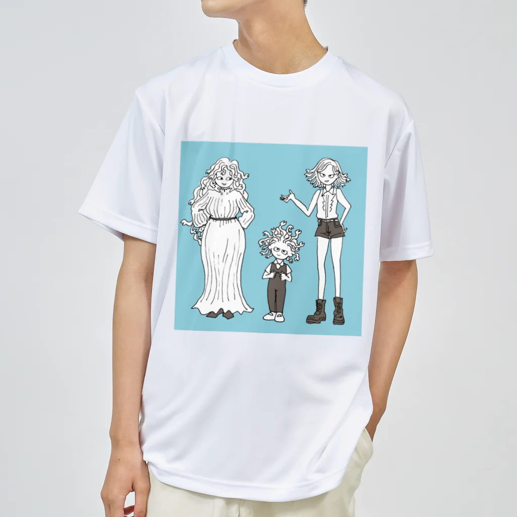 杜の魚のゴルゴン三姉妹 ドライTシャツ