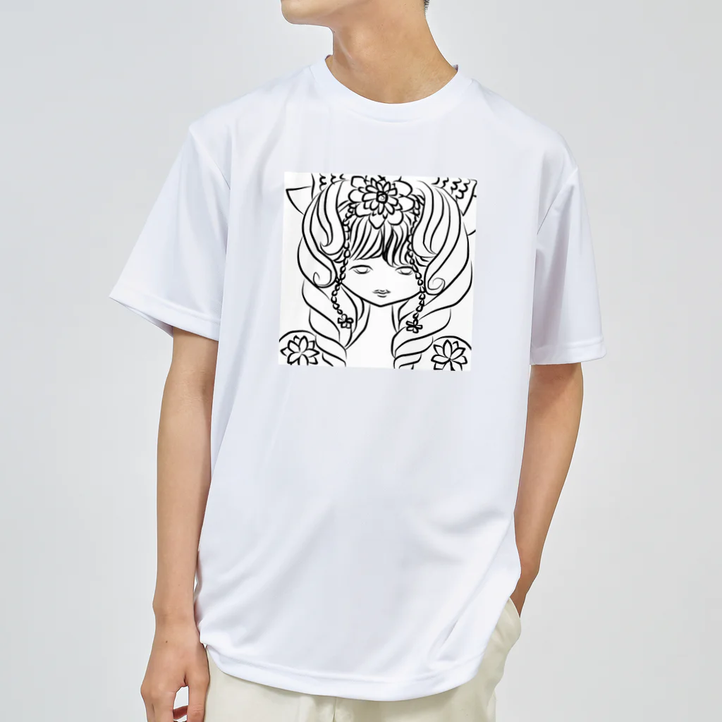 neko*neko*の女の子と花 4 ドライTシャツ