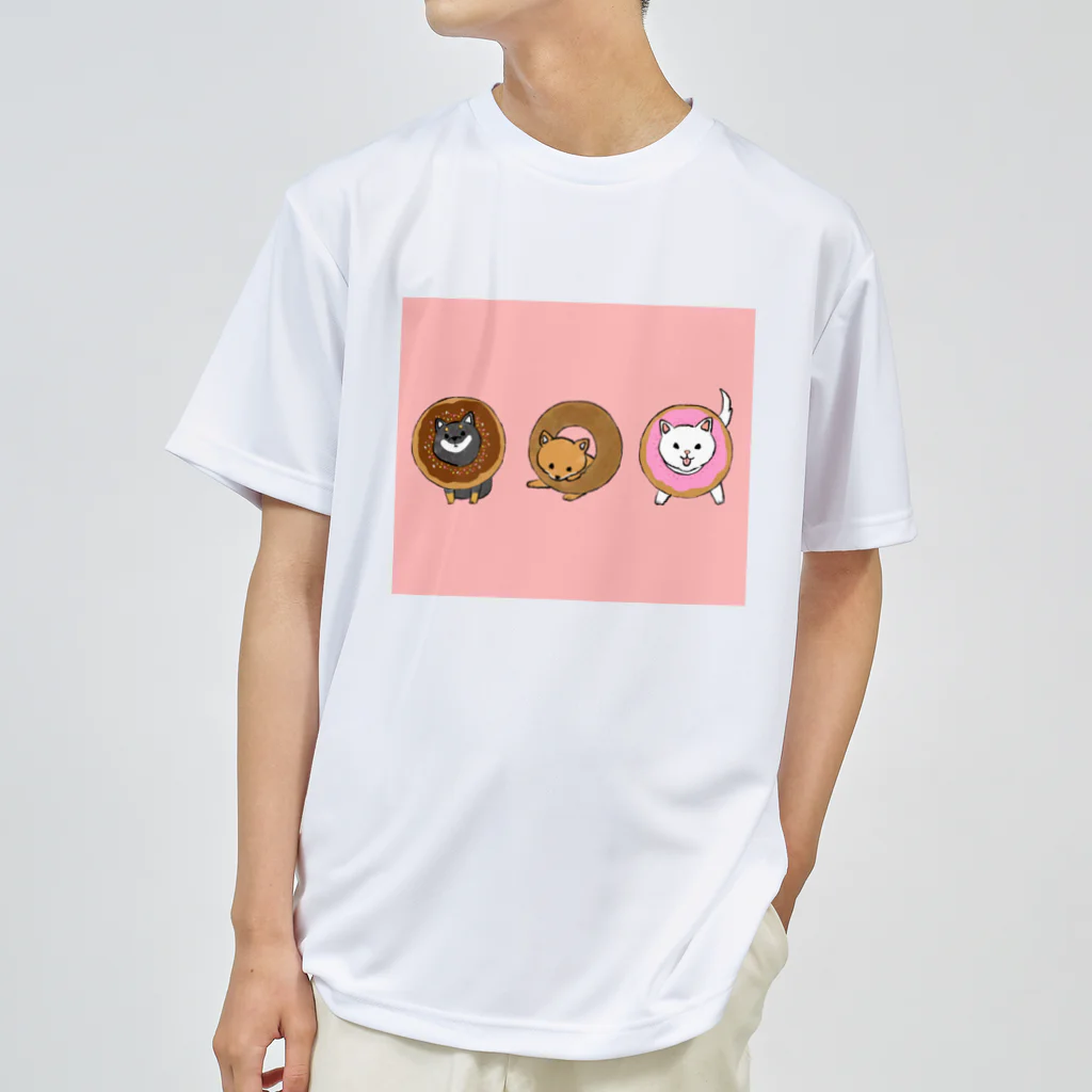 ともえのえ - 柴犬とか動物色々のShiba Donut (pink color) Dry T-Shirt