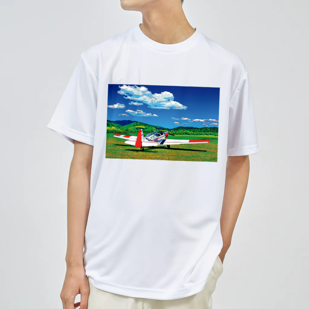 GALLERY misutawoの草原の飛行機 ドライTシャツ