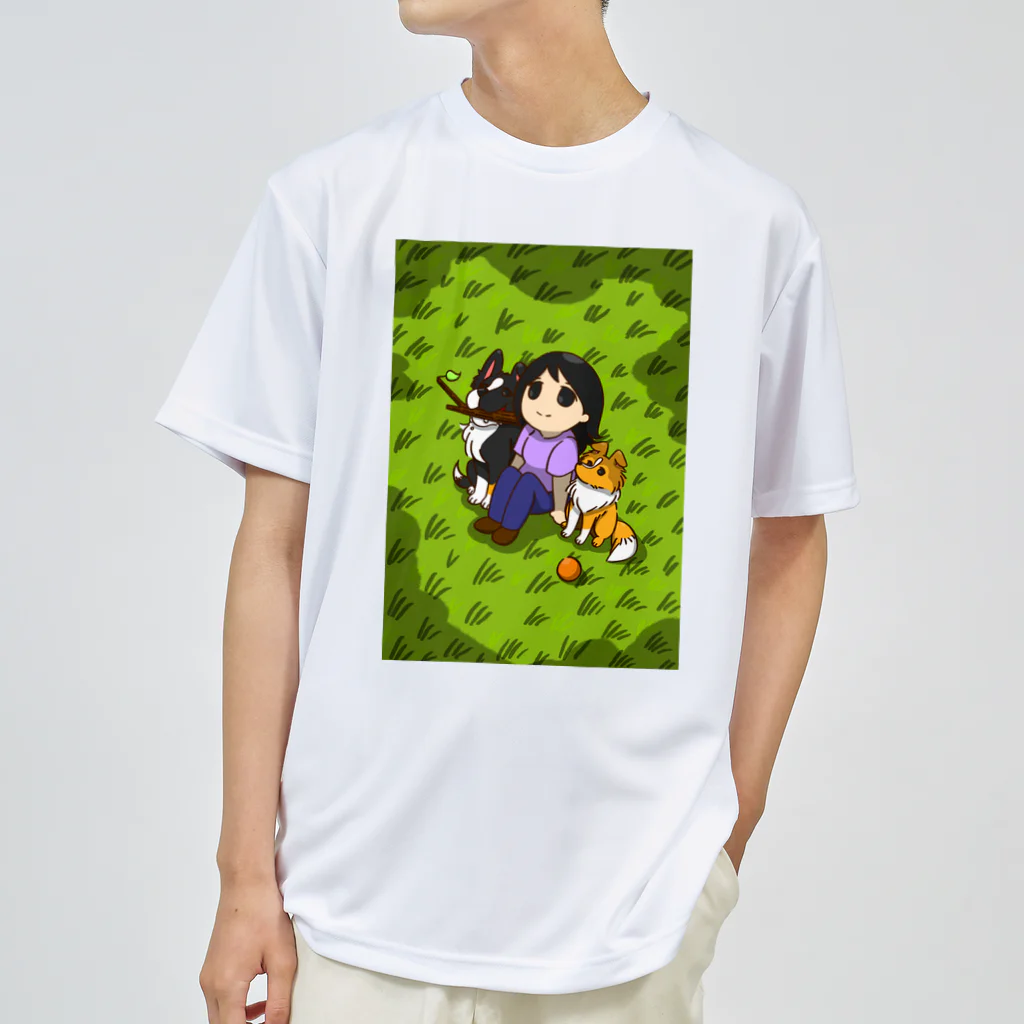 Toyo Yosomonoのコリーフレンズ＋飼い主 ドライTシャツ