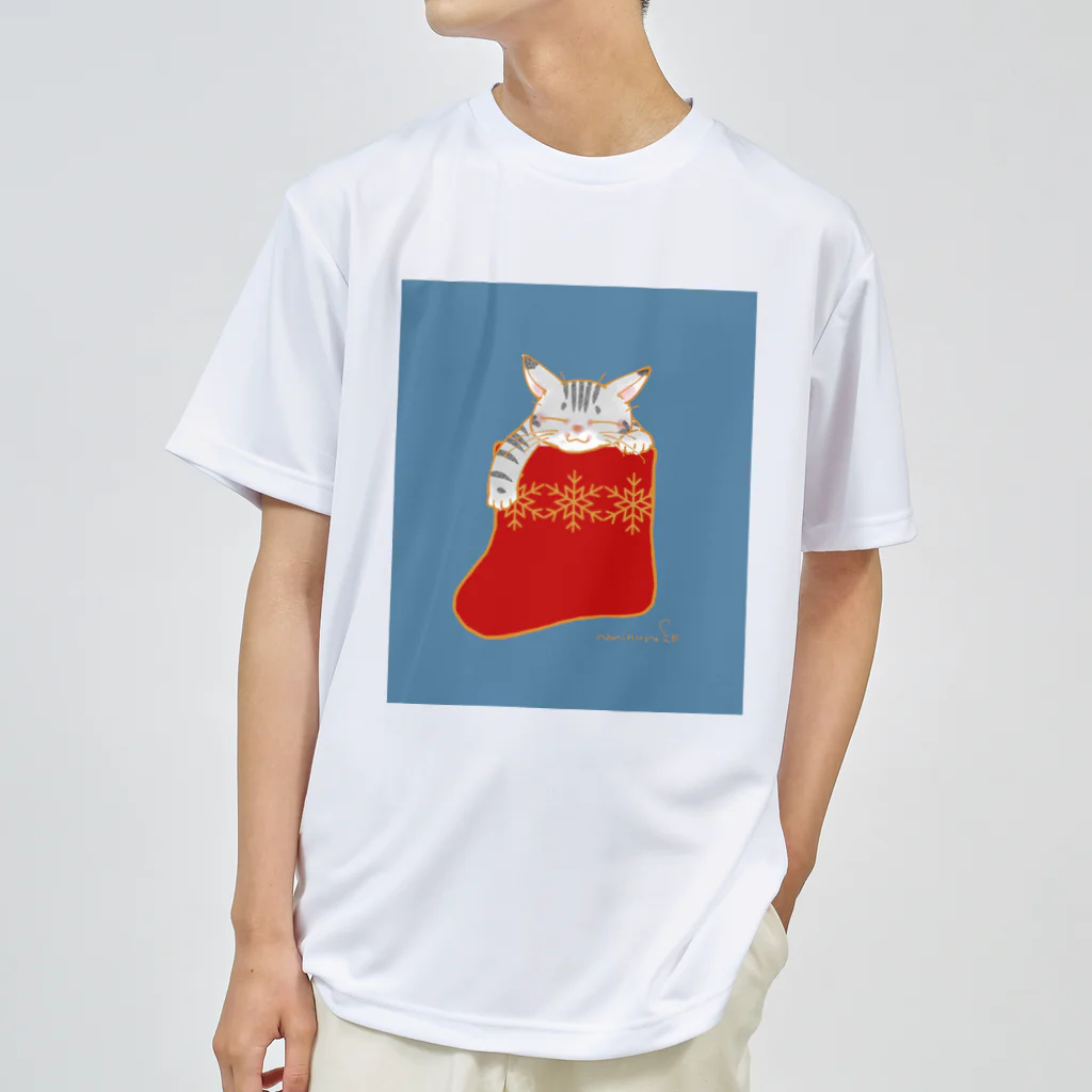 なにぬ猫-YAの靴下猫あります🧦　青 アメショ ドライTシャツ