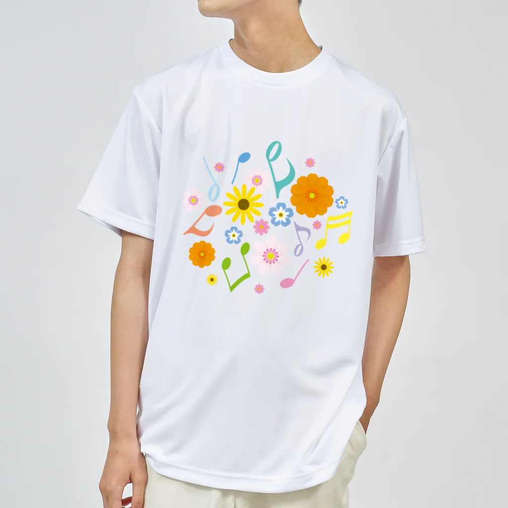 kimchinのきれいな花と音符 Dry T-Shirt