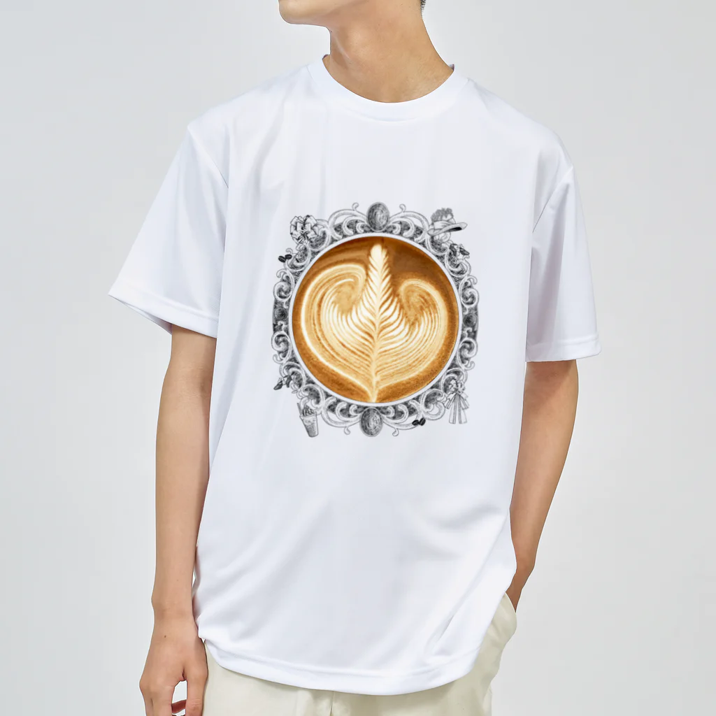 Prism coffee beanの【Lady's sweet coffee】ラテアート エレガンスリーフ / With accessories ドライTシャツ