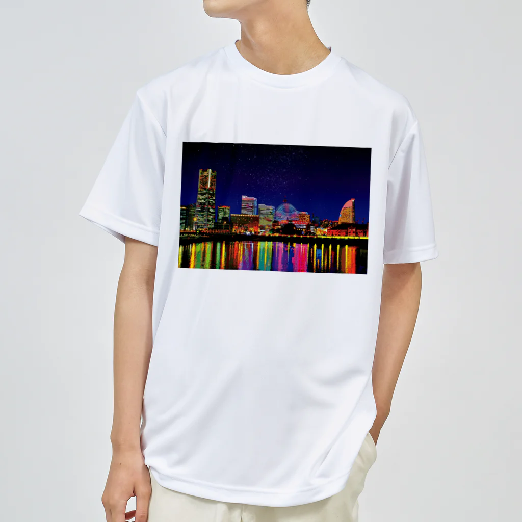 GALLERY misutawoの横浜 みなとみらいの夜景 ドライTシャツ