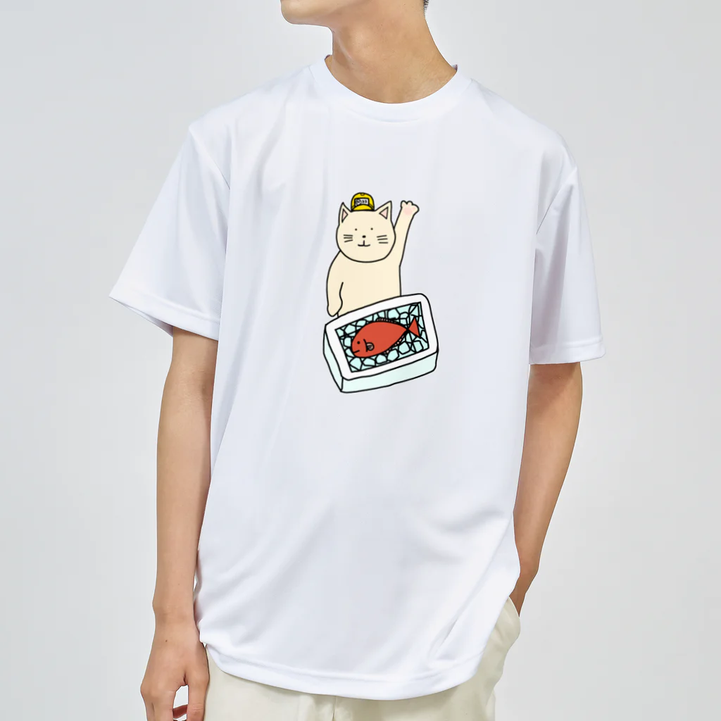 ＋Whimsyの魚市場ねこ ドライTシャツ