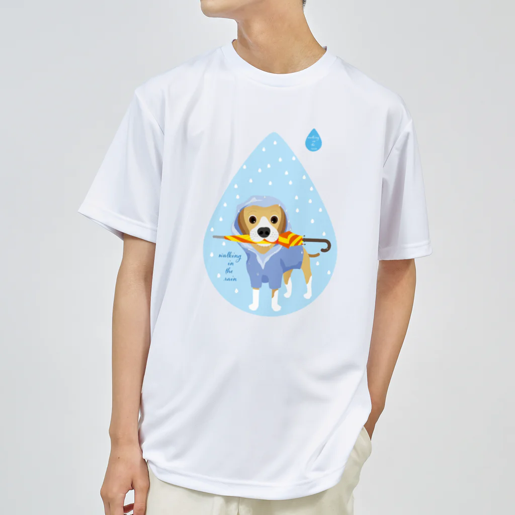 まみおデザインのin the rain お迎えだワン！ ドライTシャツ