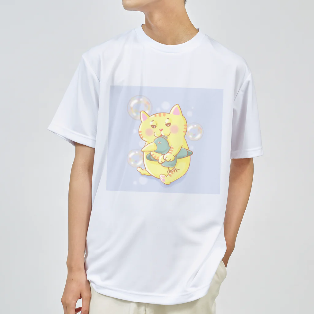 トラとハチワレのぬいぐるみとトラ ドライTシャツ