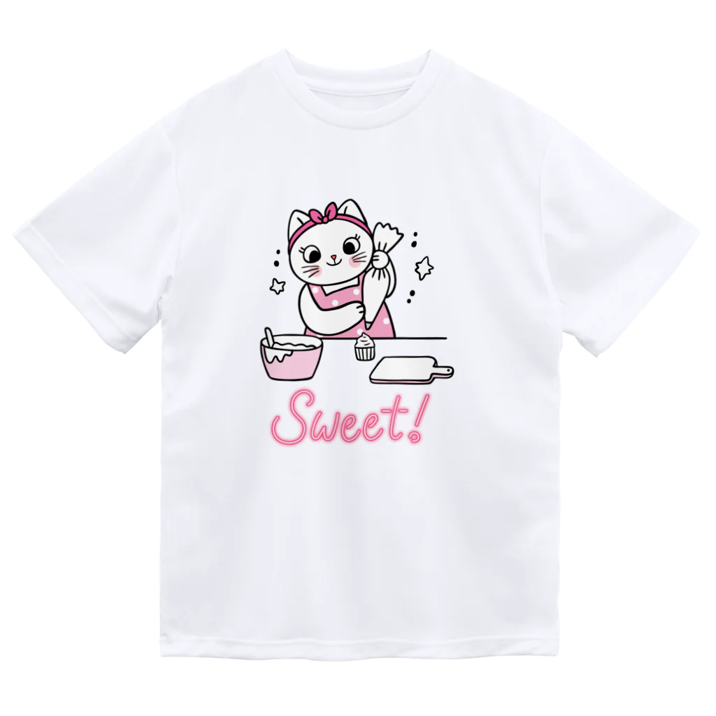 LoveAnimalの猫　お菓子づくり ドライTシャツ