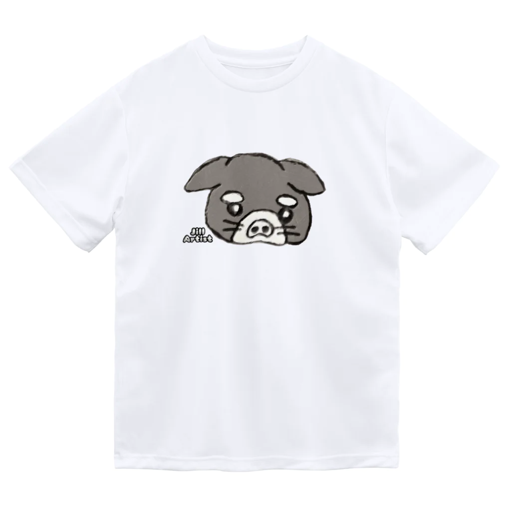 【ホラー専門店】ジルショップの犬＊イラスト＊鉛筆画＊絵＊ブサカワ ドライTシャツ