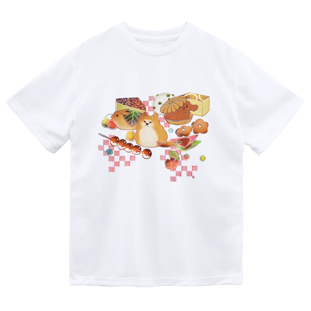 透月糖花のもふもふ和菓子ちゃん ドライTシャツ