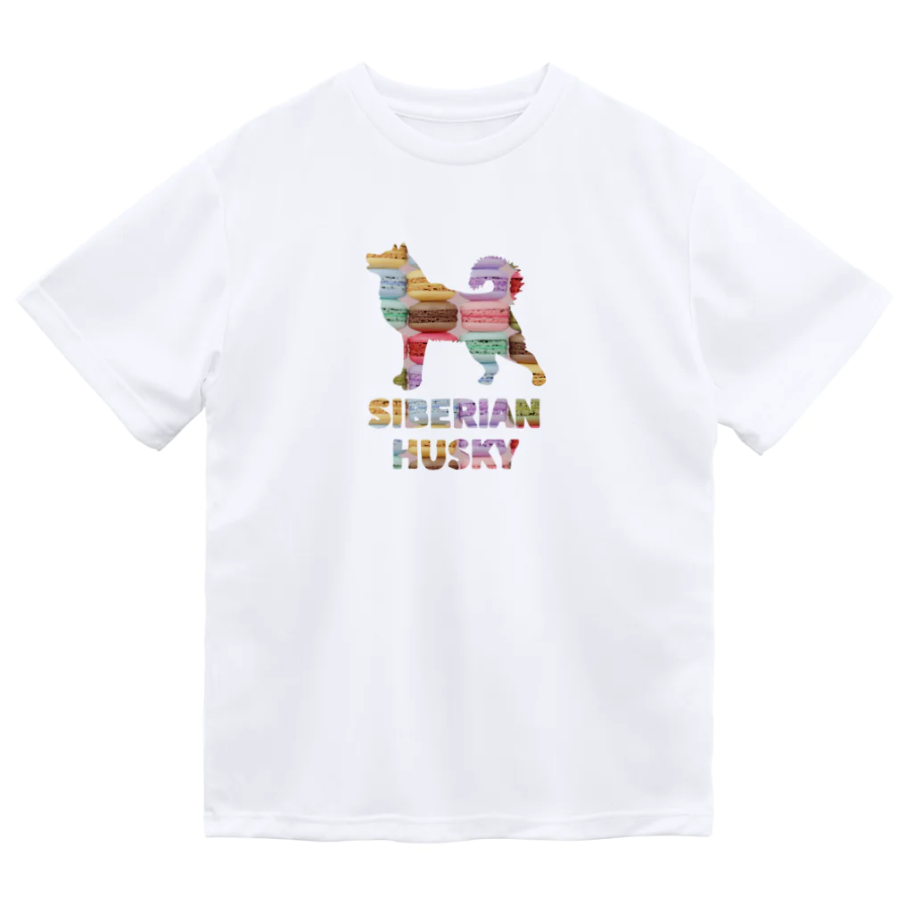 onehappinessのシベリアン ハスキー　マカロン Dry T-Shirt