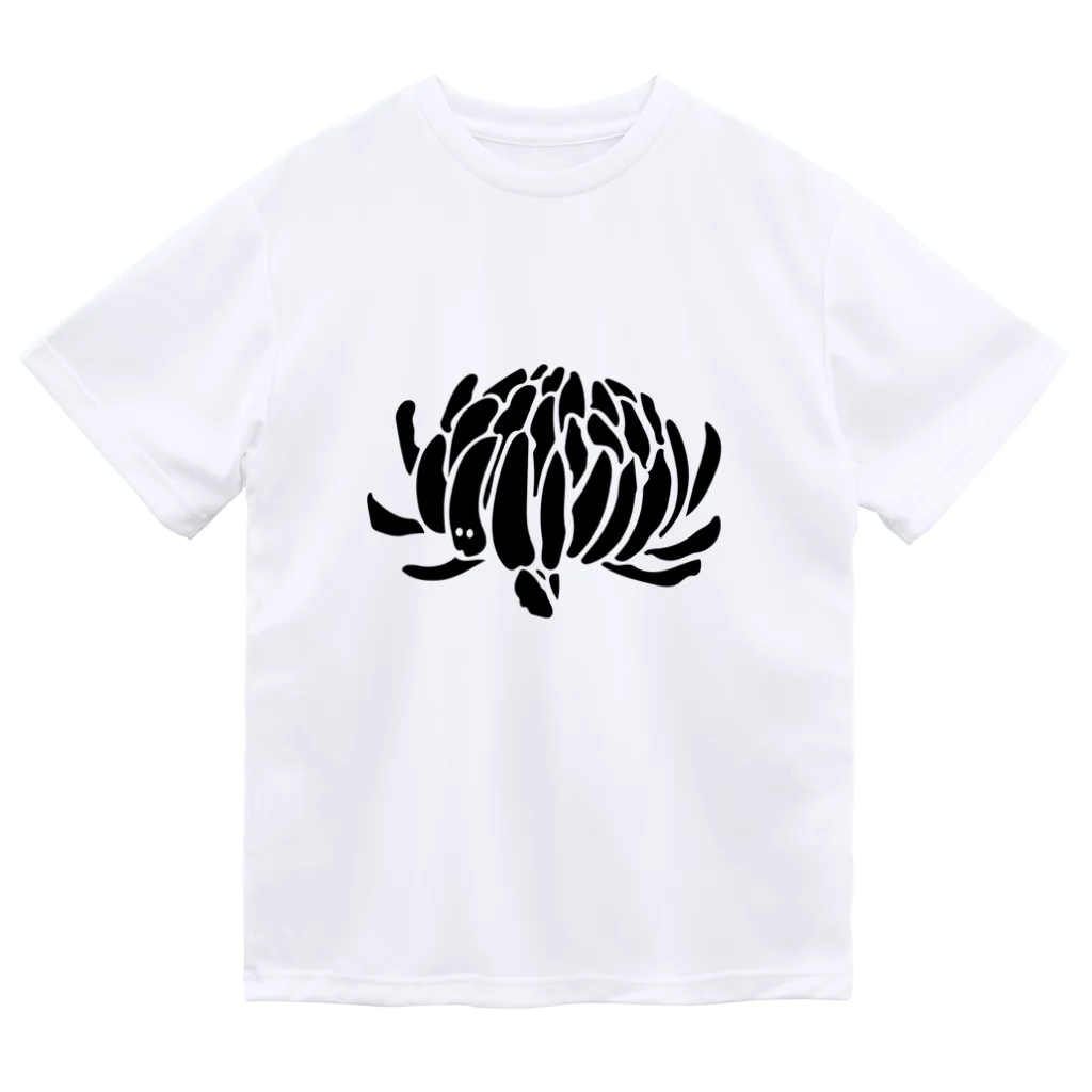 おばけ植物園のおばけ花（キク）モノクロ ドライTシャツ