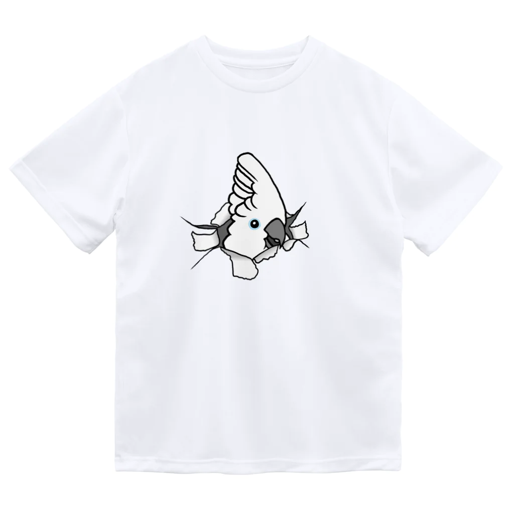 white-cockatooの破け穴からこんにちはタイハクオウム ドライTシャツ