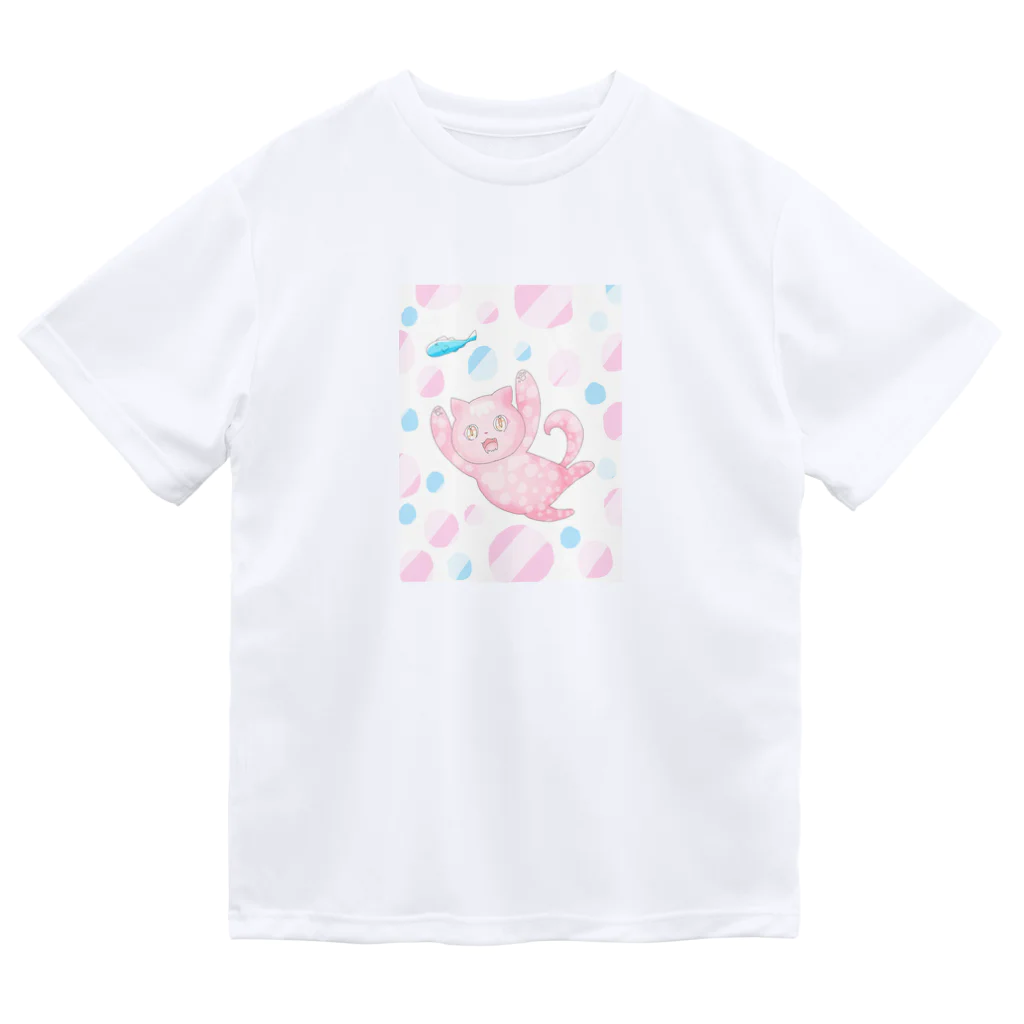 レ・モネのピンク色の猫 ドライTシャツ