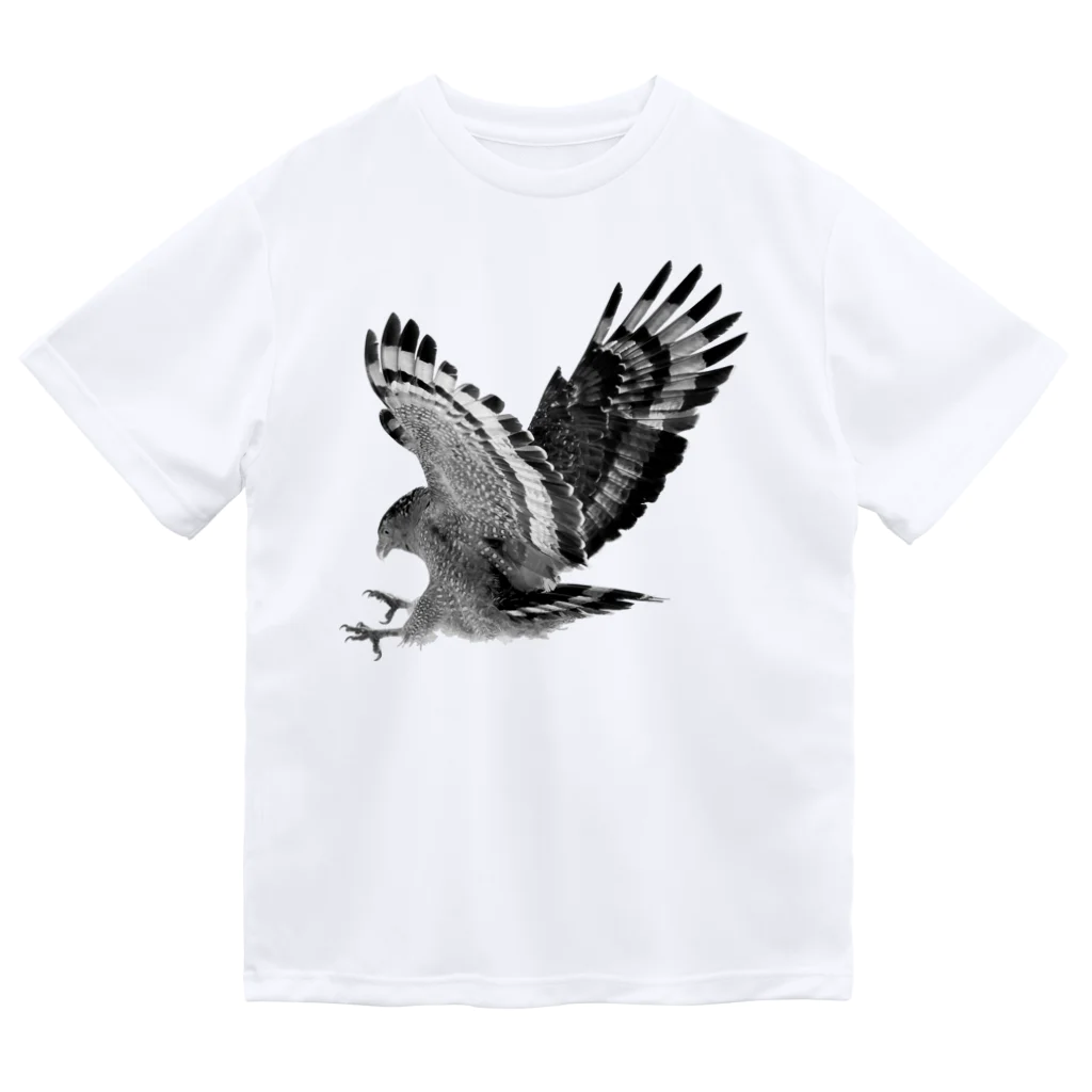 WILDBIRD GOODS SHOPのカンムリワシ・モノクロ ドライTシャツ