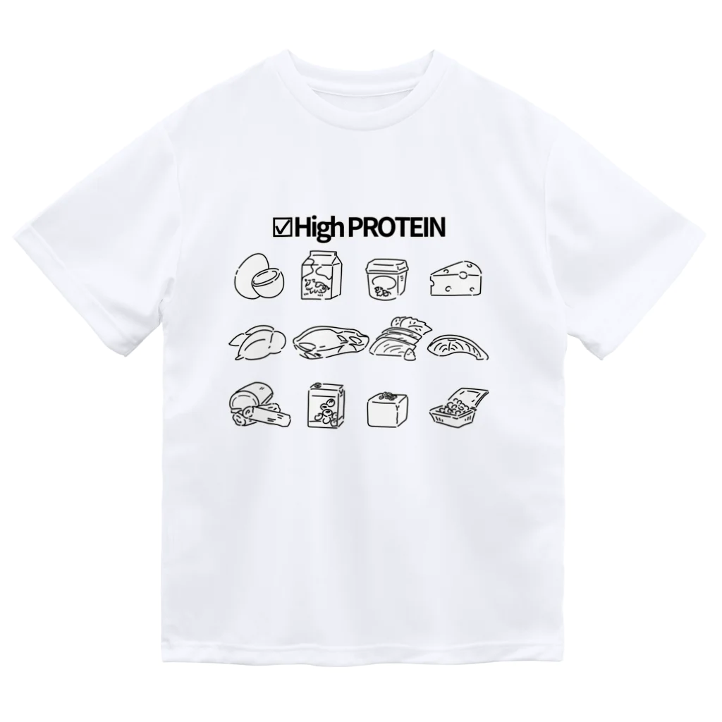 Kの☑High PROTEIN(モノクロ) ドライTシャツ