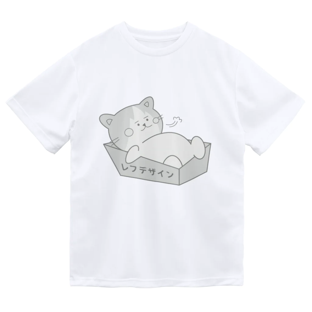 レフデザインのドヤ顔猫のノアくん　モノクロ ドライTシャツ