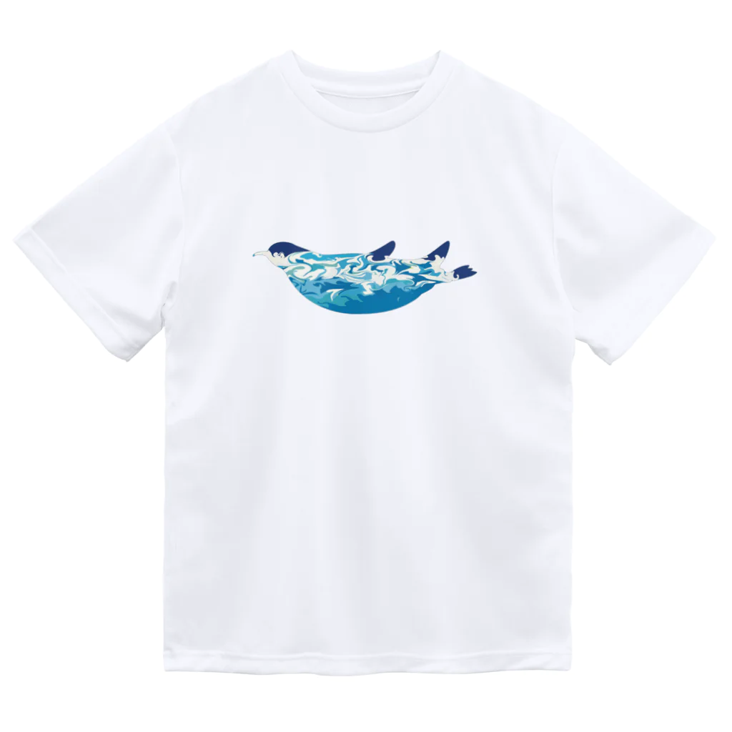 ヒロシオーバーダイブのペンギン、夏の海を泳ぐ。 ドライTシャツ