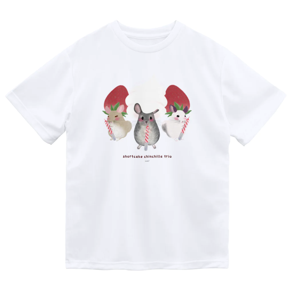 teruteQ chinchilla illustrator suzuri店のshortcake chinchilla trio ドライTシャツ