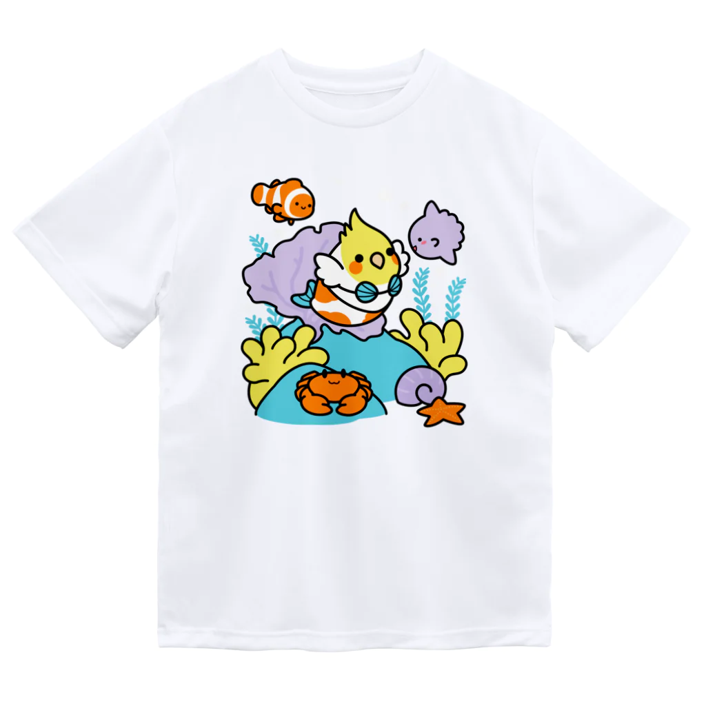 Cody the Lovebirdの（両面）オカメインコと海のお友達 & 南の島で夏休み Chubby Bird Dry T-Shirt