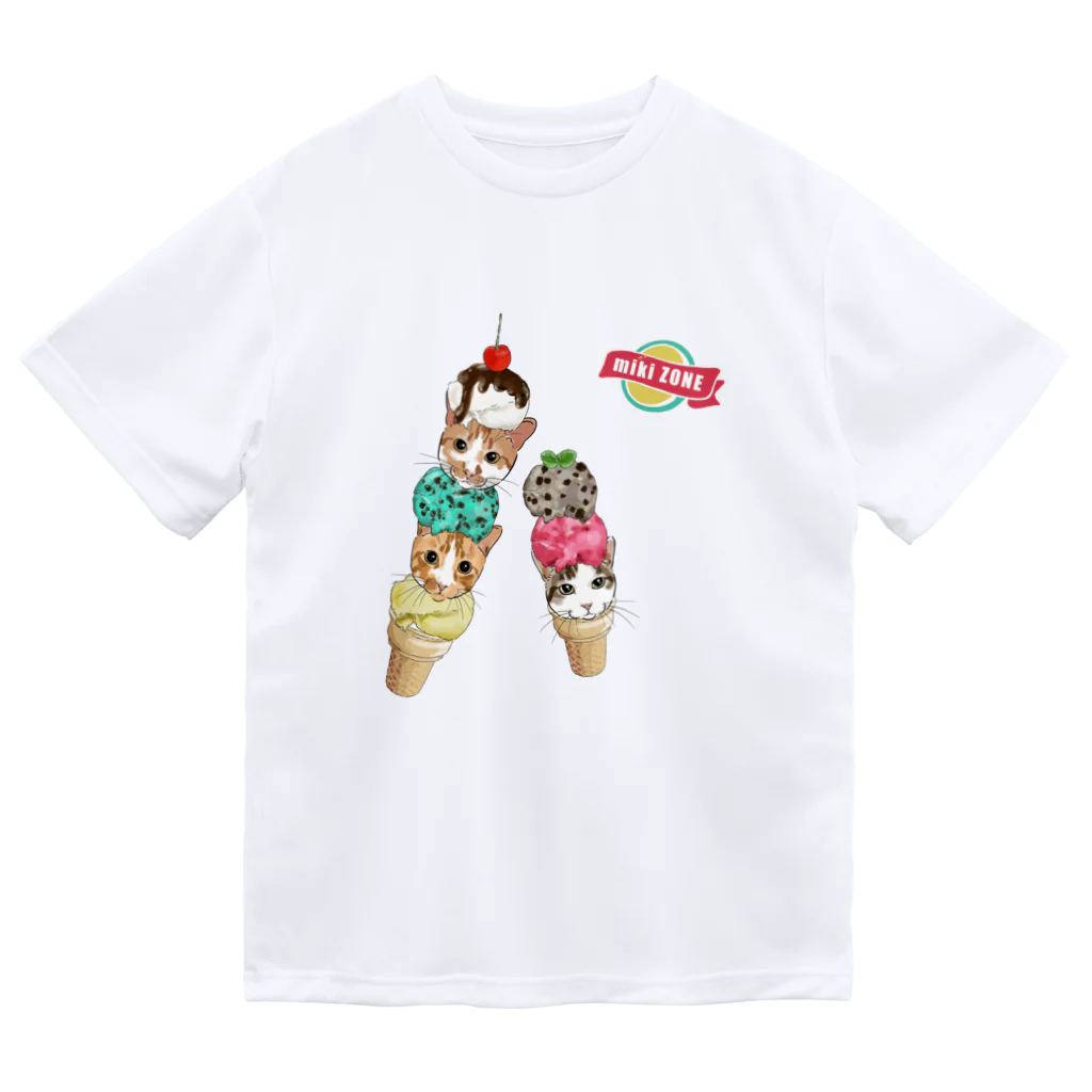 みきぞーん｜保護猫 ミッキー画伯と肉球とおともだちのrui&ram&ta-chan ice ドライTシャツ