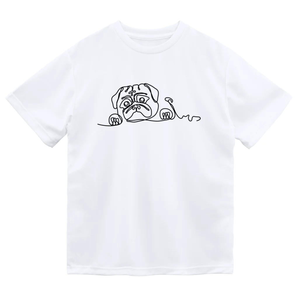 パグ PUG ぱぐ  OHMAI GALLERYのパグ一筆書Tシャツ ドライTシャツ