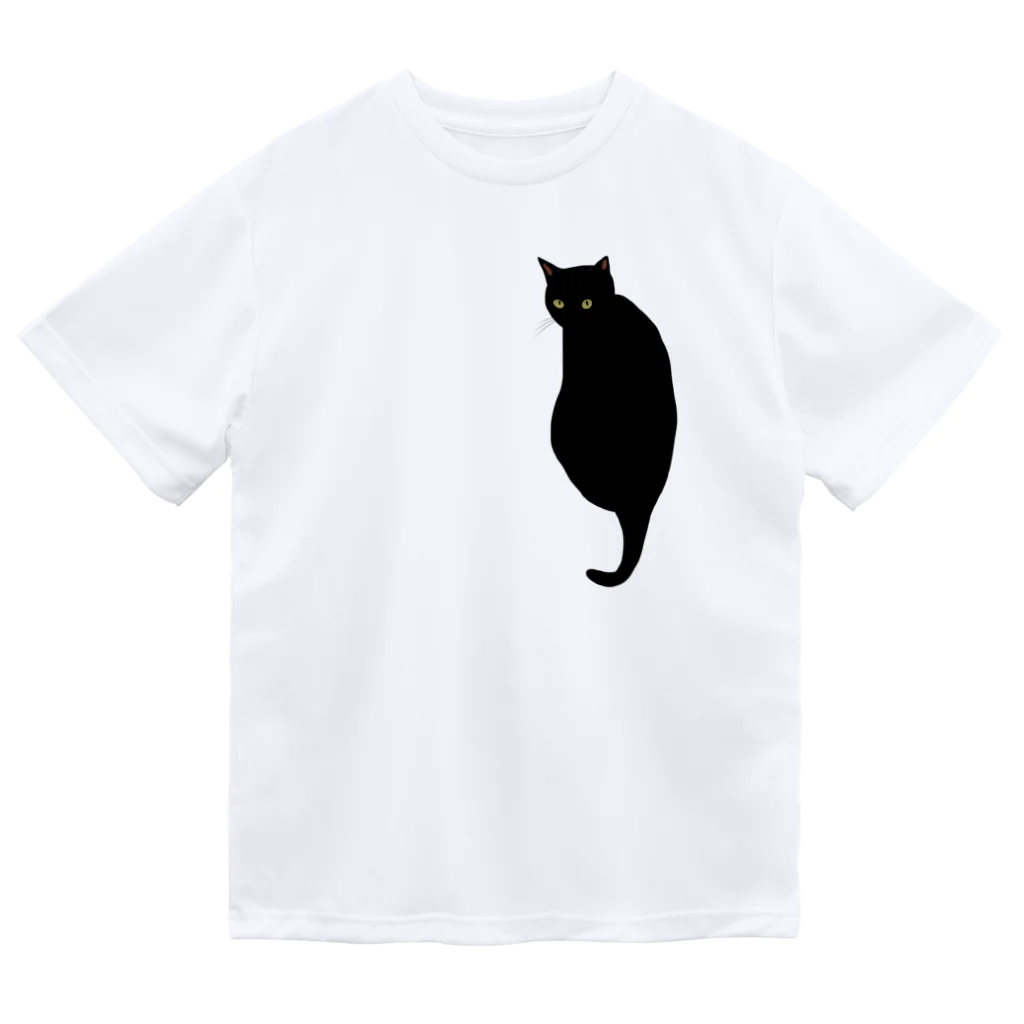 小鳥と映画館の振り向く黒猫 ドライTシャツ