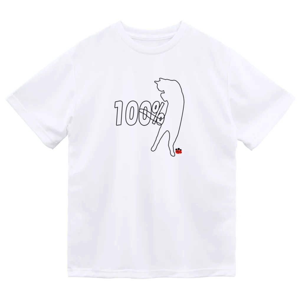 アトリエGINのロシアンブルー銀　猫の100% Tシャツ(線画Ver) ドライTシャツ