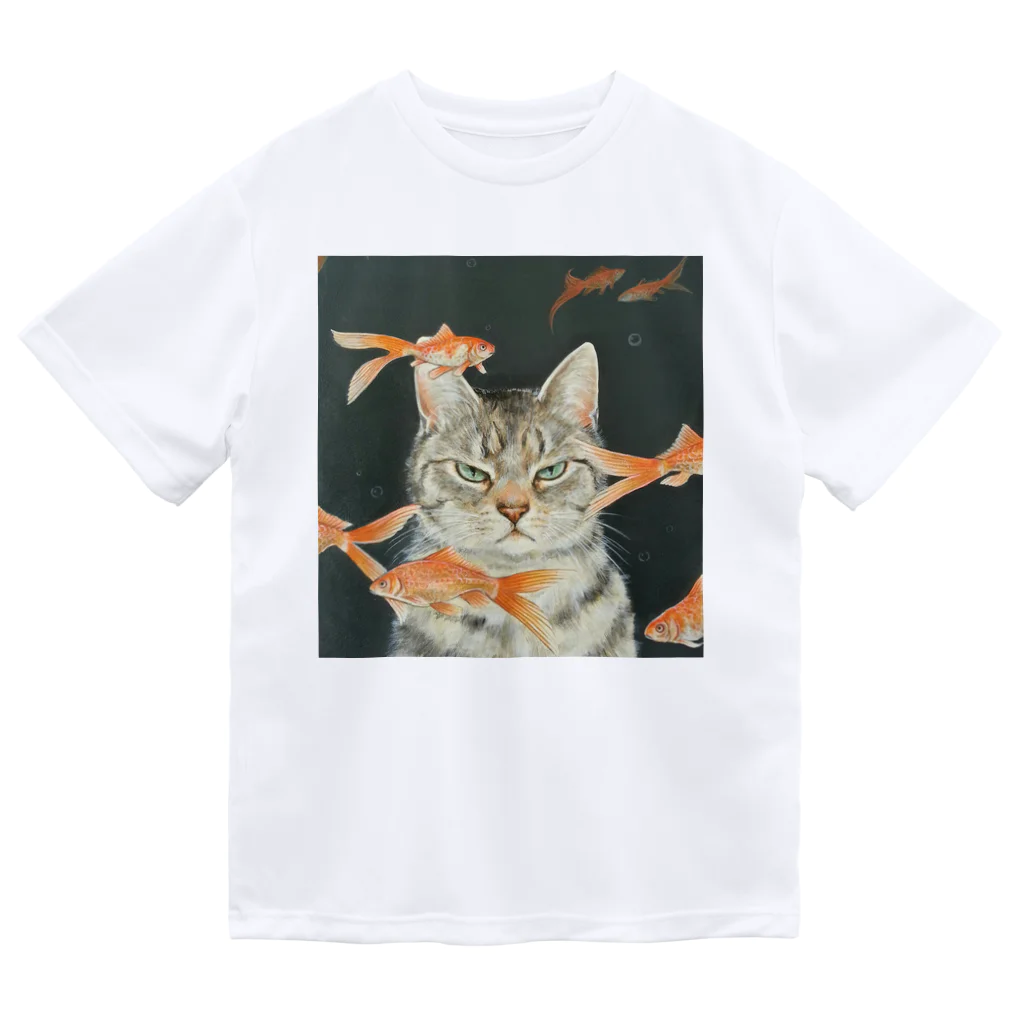 おちょぴの金魚と猫 ドライTシャツ