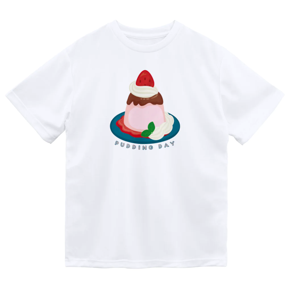 イラスト MONYAAT の毎月25日はプリンの日のプリン　イチゴプリン ドライTシャツ