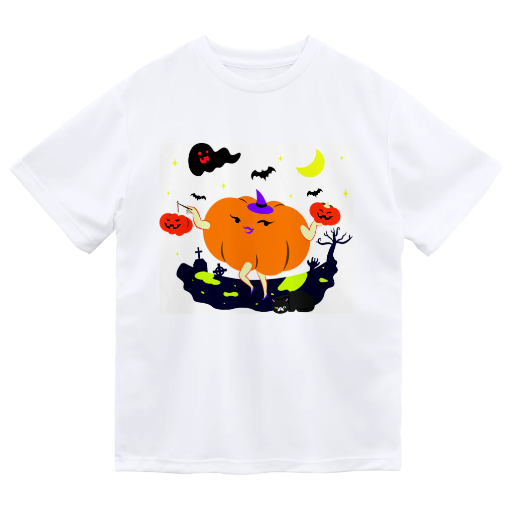 猫舌と肉球のかぼちゃの提灯をもつかぼちゃ ドライTシャツ