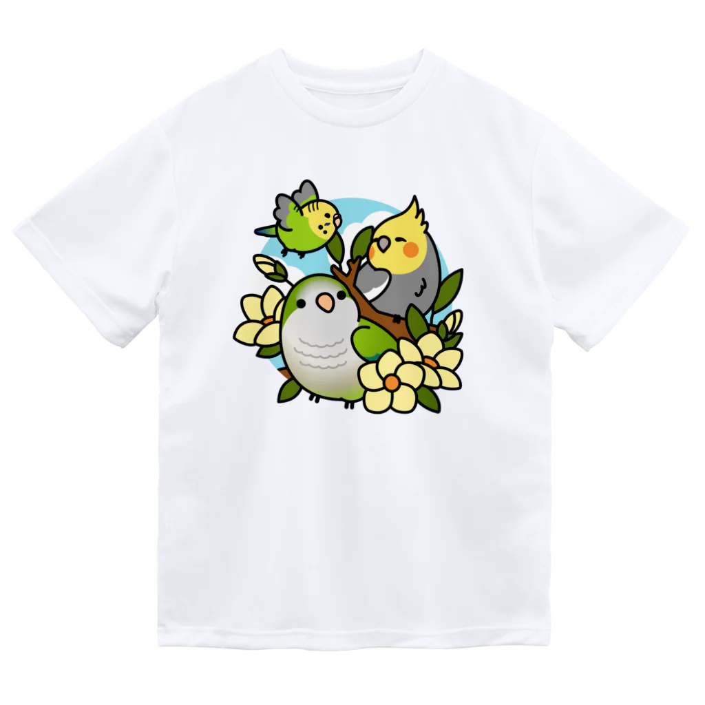 Cody the Lovebirdの仲良しインコ　セキセイインコ、オカメインコ、オキナインコ Chubby Bird ドライTシャツ