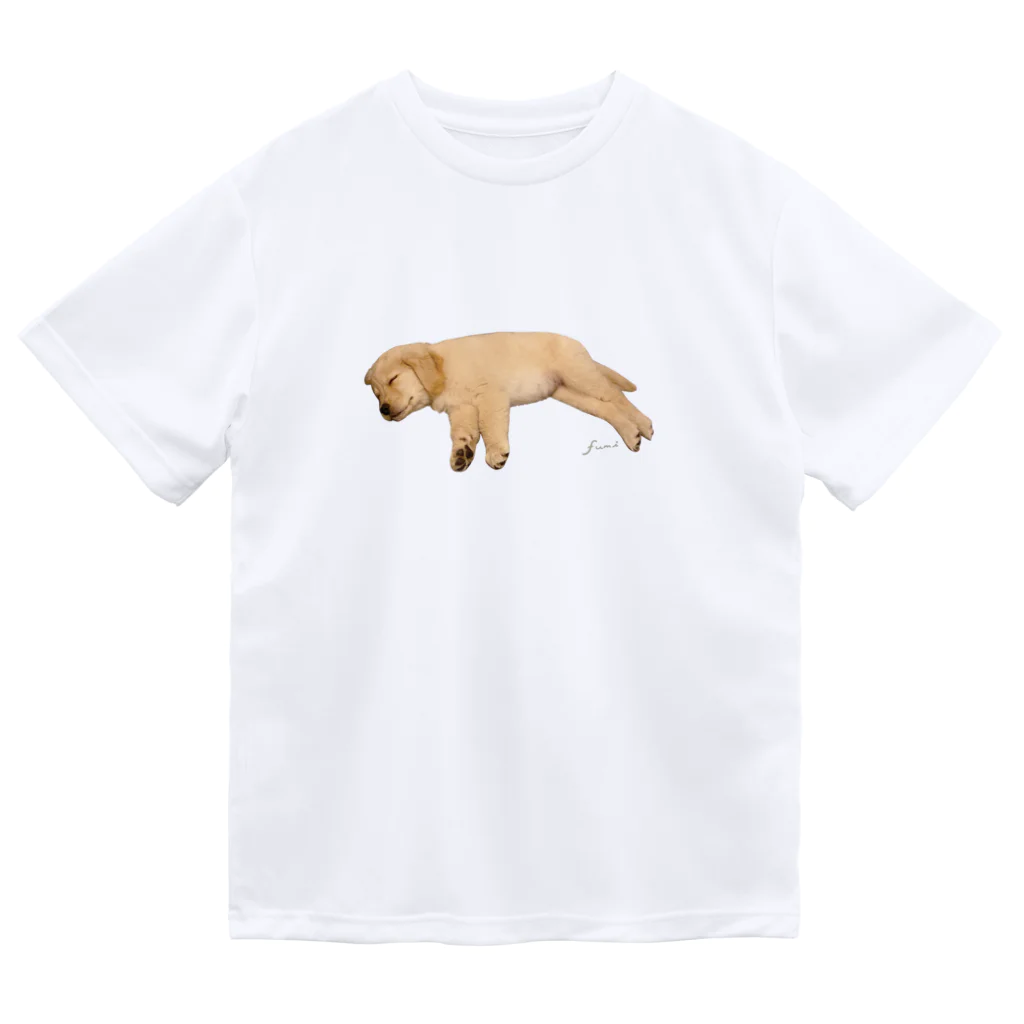 しらたま犬やさんのすやすやゴールデンレトリバー ドライTシャツ