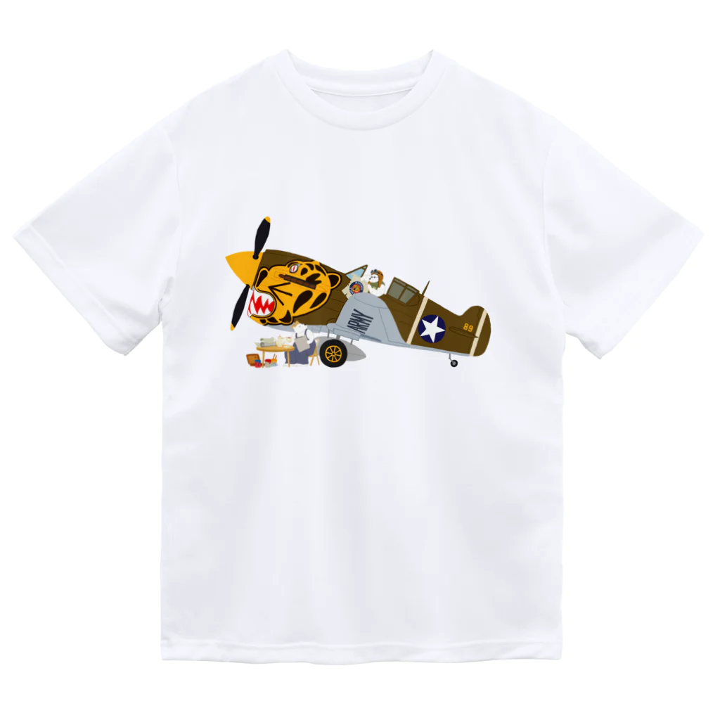 SKULL-2のノーズアートを描くすろくま。戦闘機P-40 ドライTシャツ