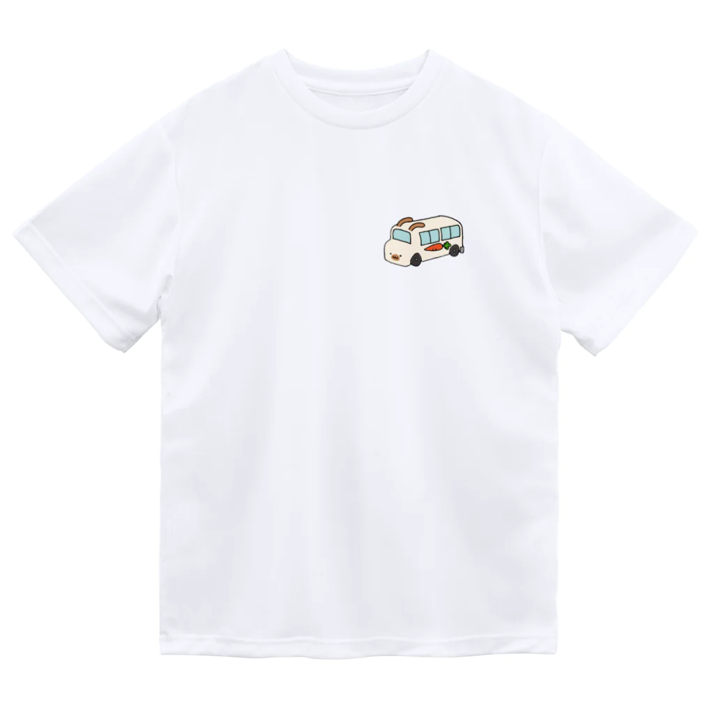 いぬのはなこ小屋のうさぎ幼稚園(白茶) ドライTシャツ