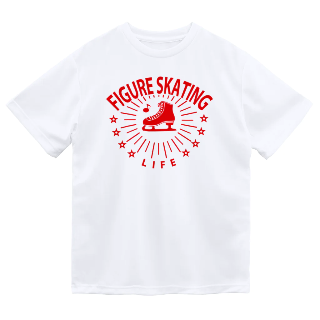 sports_tower スポーツタワーのフィギュアスケート・赤・星・figure skating・グッズ・デザイン・フィギアスケート・#Tシャツ・ステップ・スピン・ジャンプ・スケート靴イラスト・技・男子・女子・かっこいい・かわいい・アイスダンス ドライTシャツ