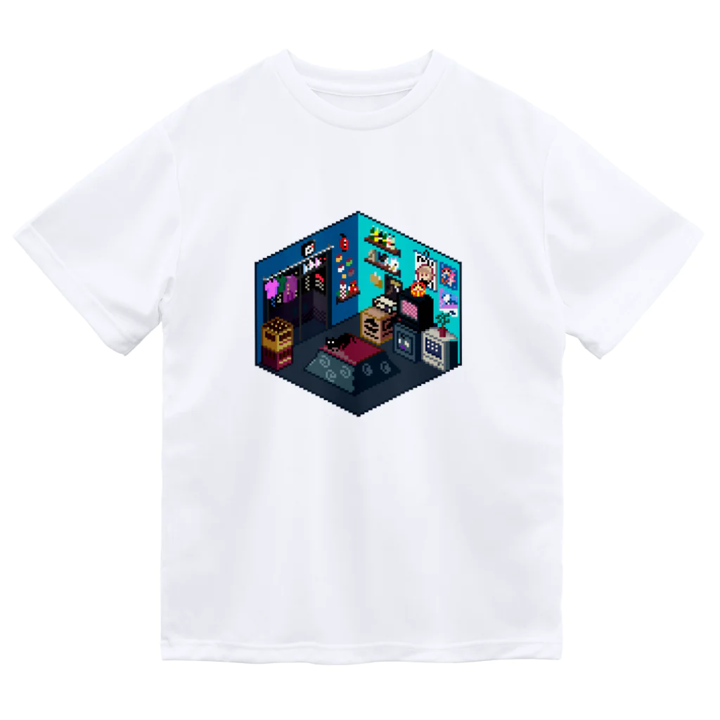 脱サラ賢者タカのVA-11 Hall-A ジルの部屋風なピクセルルームTシャツ【白】 Dry T-Shirt