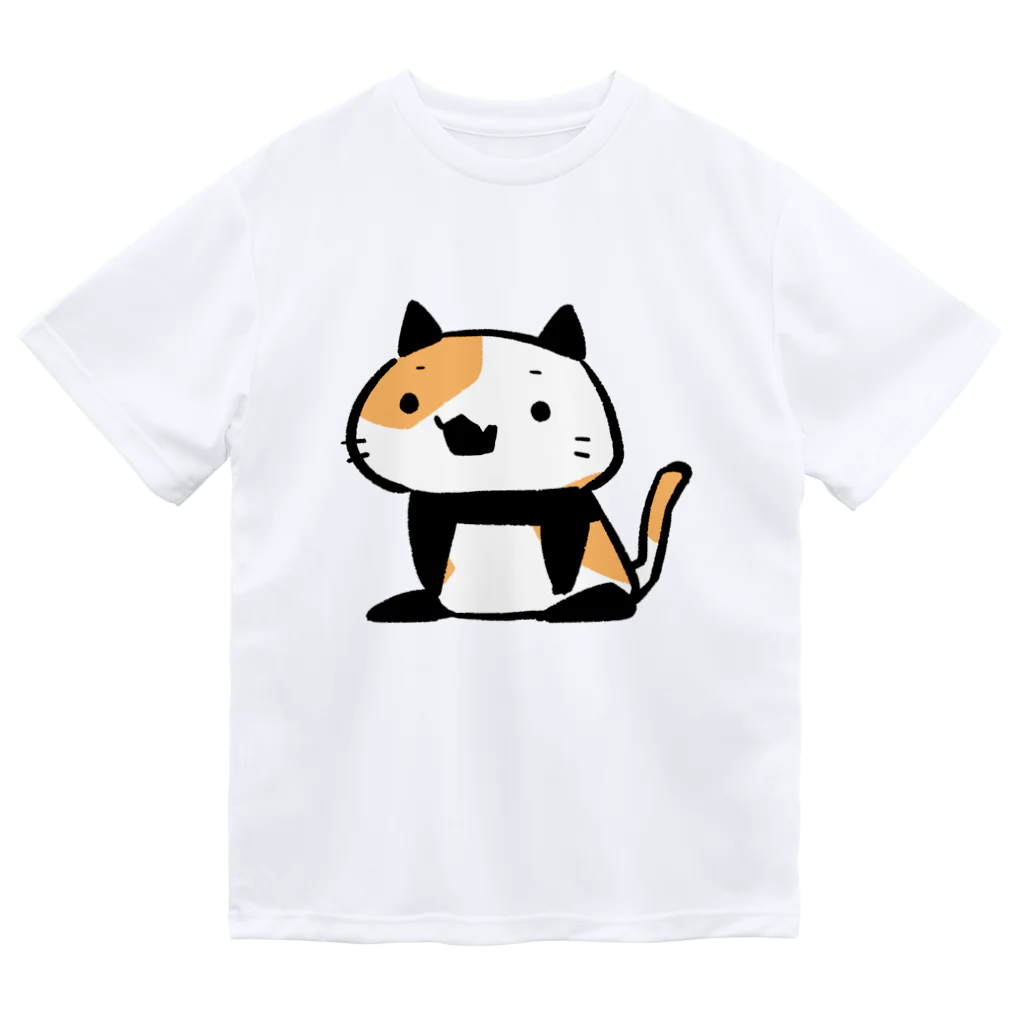 うさやのパンダ風味の三毛猫 ドライTシャツ