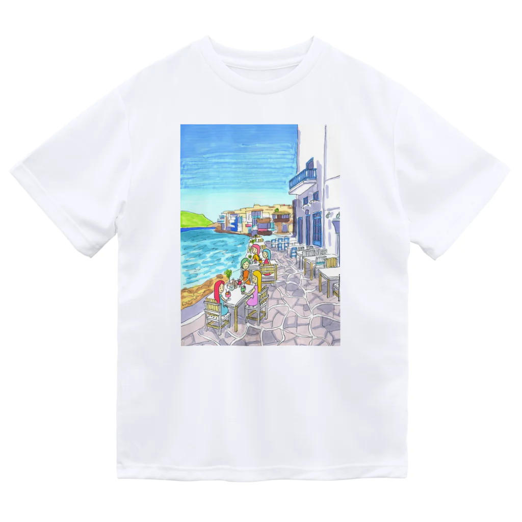 AKISENのエーゲ海カフェガールズ ドライTシャツ