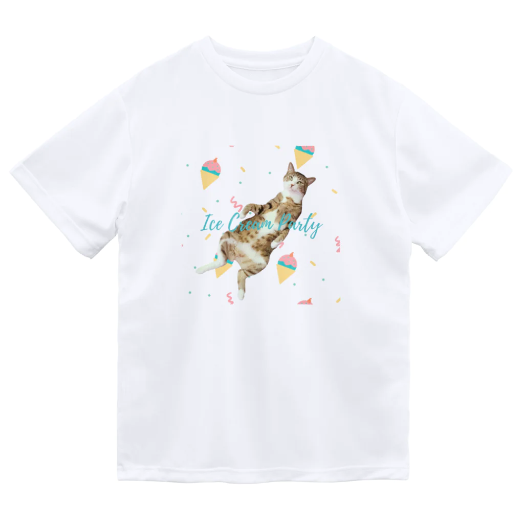 Yoru.MaruのIce cream party(cat) ドライTシャツ