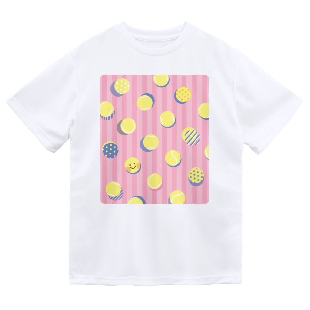 utanoのテニス用Tシャツ☆ボール柄ピンク ドライTシャツ