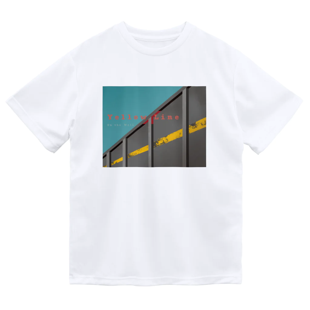 シマシマさぼてんのYellow Line on the Wall ドライTシャツ