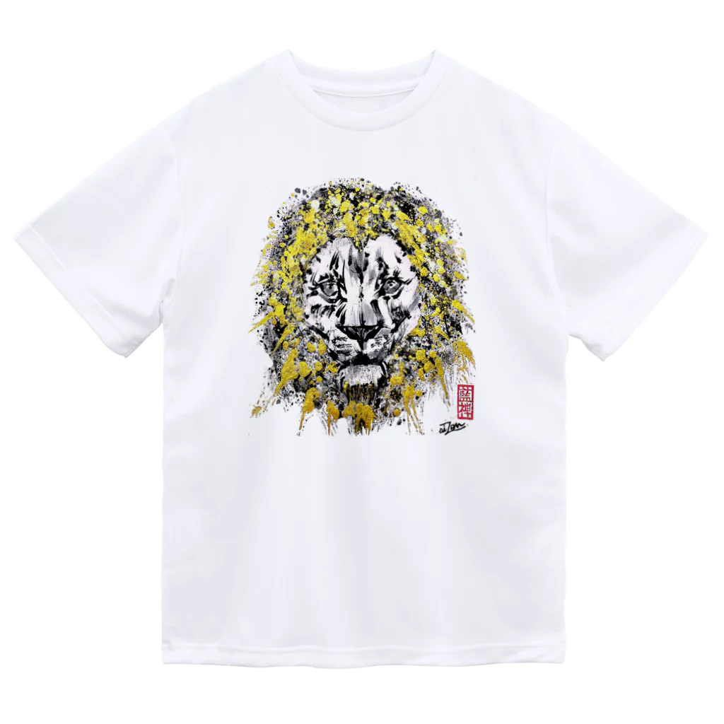 墨絵 藍禅-aiZen-の【墨絵】金獅子 Dry T-Shirt