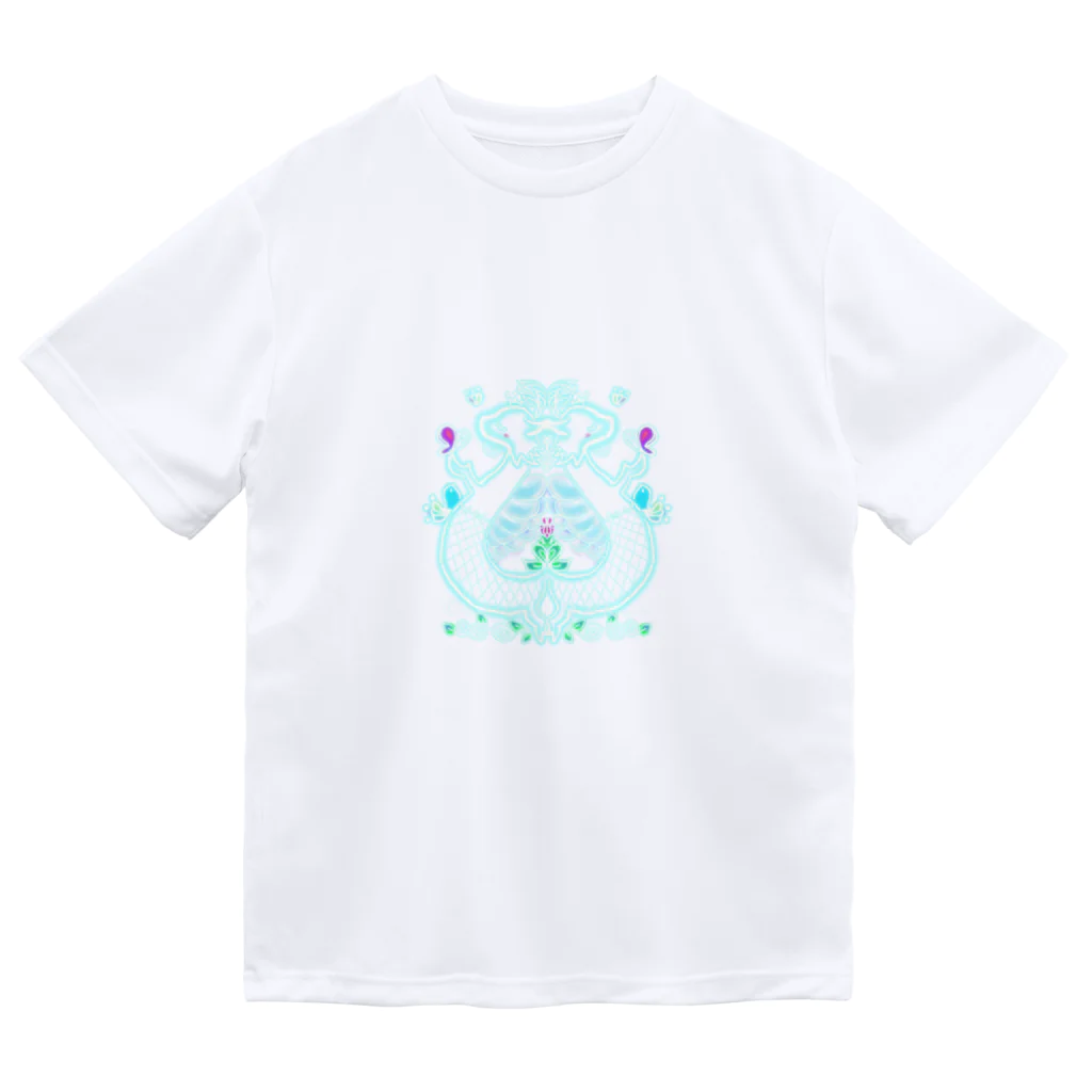 ちゃすみんwith Dragon&Angelのツイン龍Dragon light blue Dry T-Shirt