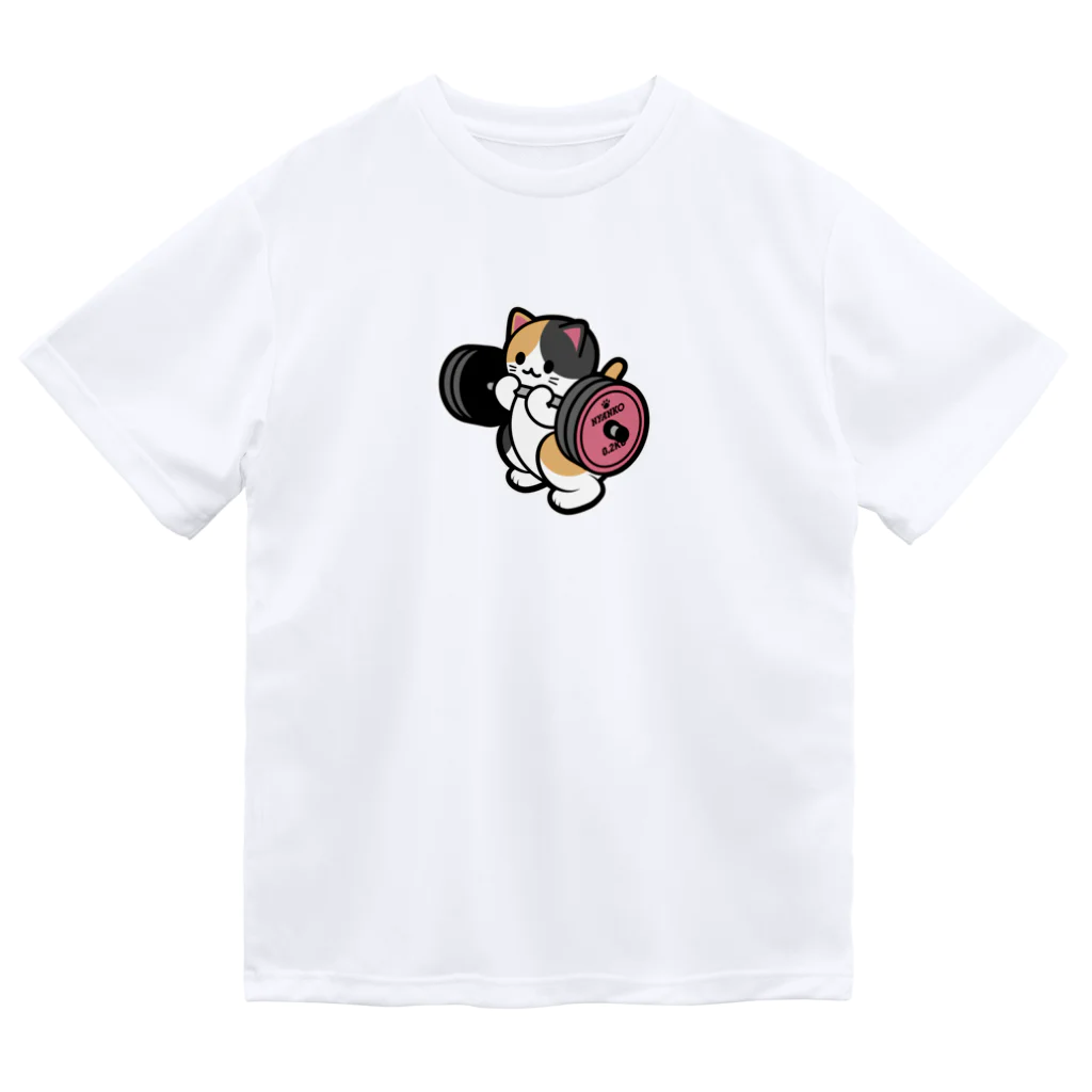 きんにく村SHOPのばーべるニャンコ（三毛猫ver.） ドライTシャツ